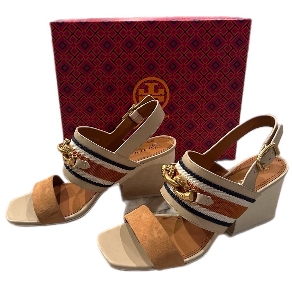 Tory Burch Jessa Block Heel Sandal Size 9.5- with box - Picture 3 of 15